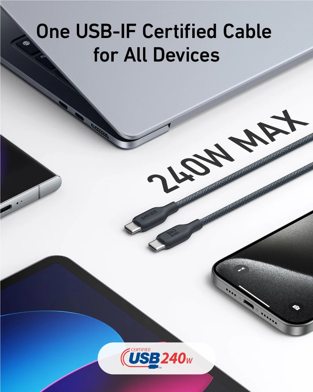 Anker 544 240W USB-C to USB-C Bio Based Cable 3ft